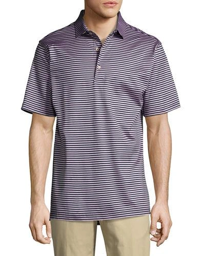 Peter Millar Crown Classic Striped Cotton Polo Shirt In Forest