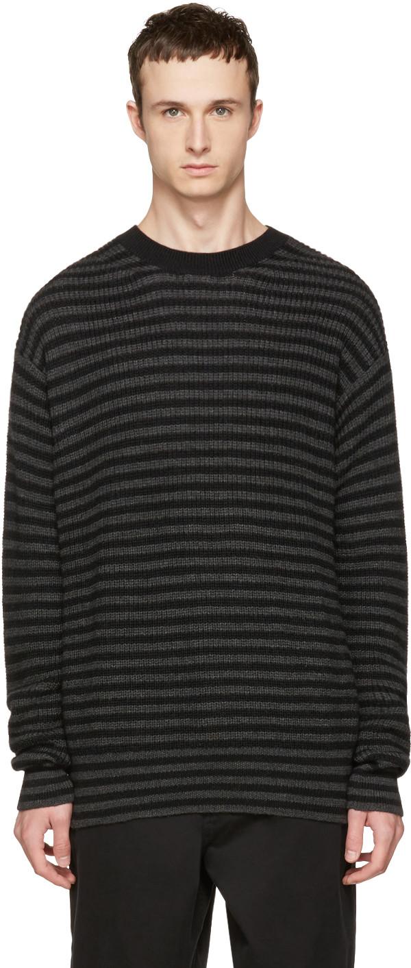 Mcq By Alexander Mcqueen Black & Grey Striped Wool Sweater | ModeSens