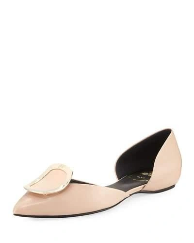 Roger Vivier Sexy Choc Leather Ballerina Flat In Nude