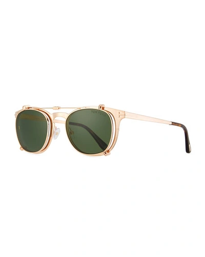 Tom Ford Special Edition Rose Gold-plated Clip-on Sunglasses Box Set In Red/green