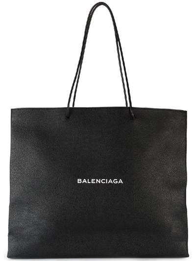 Balenciaga Men's Large East-west Tote Bag, Black/white