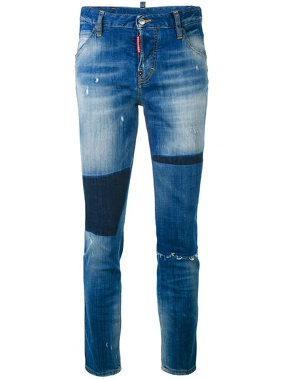 Dsquared2 Cool Girl Cropped Patch Jeans In Blue