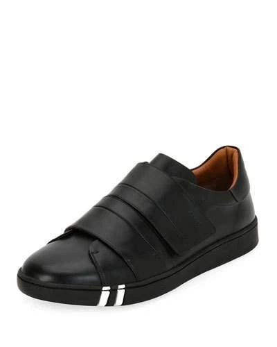 Bally Men's Willet Leather Grip-strap Sneakers In Black