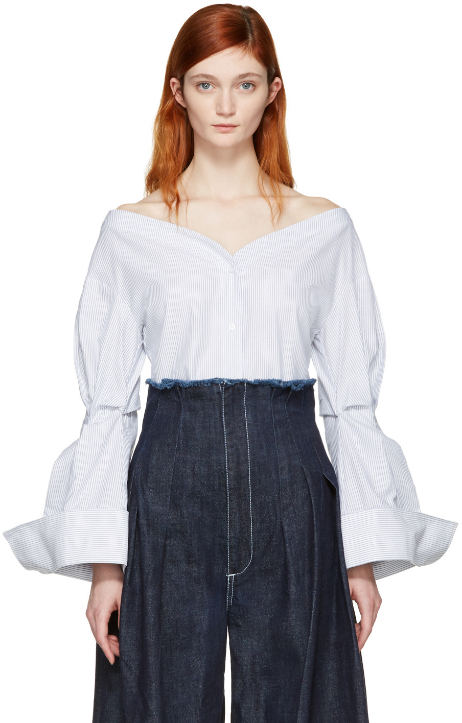 Jacquemus Blue 'la Chemise Épaules Nues' Shirt | ModeSens