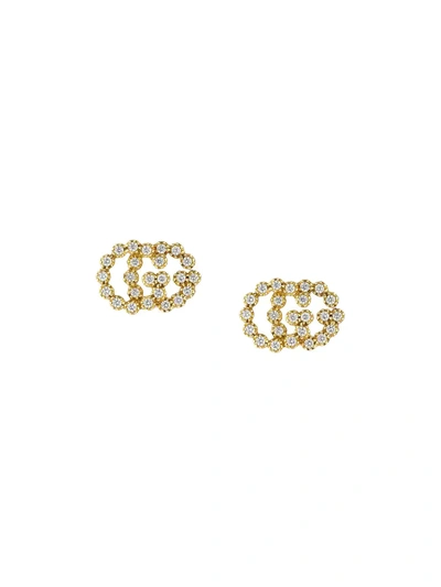 Gucci Gg Running 18ct White-gold And 0.24ct Brilliant-cut Diamond Stud Earrings In Yellow Gold