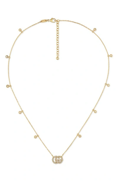 Gucci Gg Running 18k Gold Diamond Necklace In White/gold