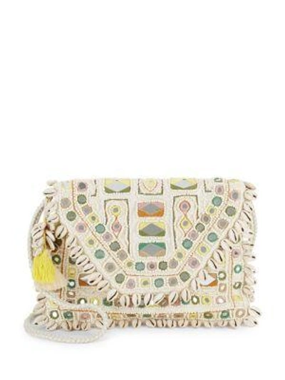 Antik Batik Fringed Trim Cotton Shoulder Bag In Natural