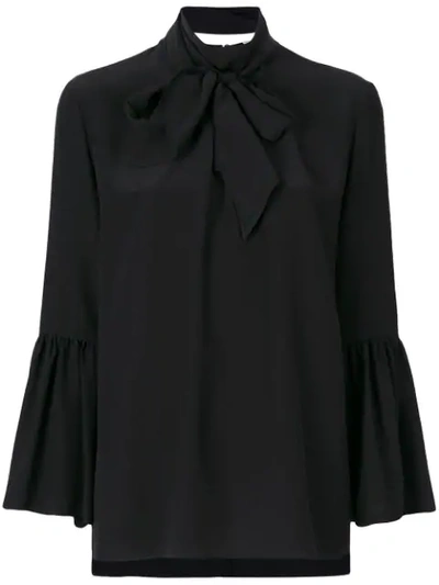 Fendi Pussy-bow Silk Crepe De Chine Blouse In Black|nero