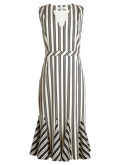 Altuzarra Anemone Striped Wool And Cotton-blend Midi Dress In Black And White