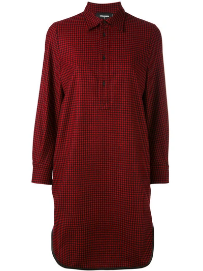Dsquared2 Long Checked Shirt In Red