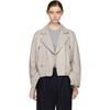 Acne Studios Merlyn Oversized Leather Biker Jacket In Mid Grey