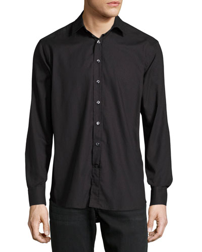 Etro Dot-print Cotton Shirt, Black | ModeSens