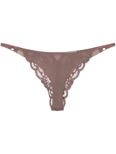 Fleur Du Mal Charlotte Lace Seamless String Cheeky In Neutrals