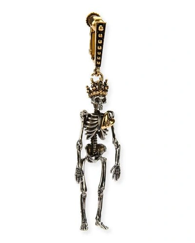 Alexander Mcqueen Queen Skeleton Clip-on Dangle Earring, Dark Gray