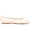 Maison Margiela 10mm Tabi Leather Ballerina Flats, Beige In Neutrals