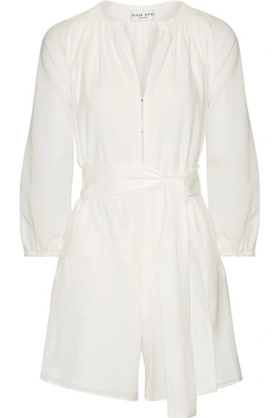 Apiece Apart Woman Belted Cotton-gauze Playsuit Off-white