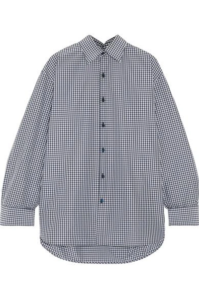 Balenciaga Oversized Checked Cotton-blend Poplin Shirt In Eavy