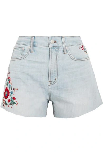 Madewell The Perfect Jean Shorts: Embroidered Edition In Willmington Wash