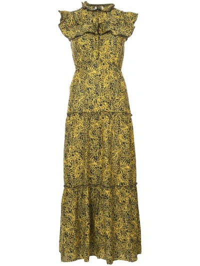 Apiece Apart Wild Reed Printed Cotton And Silk-blend Maxi Dress In Yellow