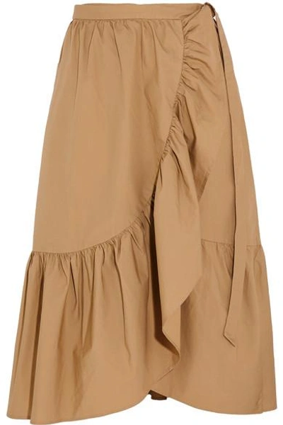 Jcrew Ruffled Cotton-poplin Wrap Skirt