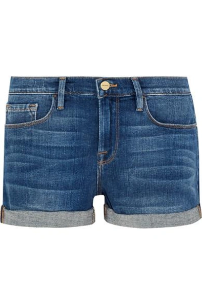 Frame Le Cutoff Denim Shorts In Blue