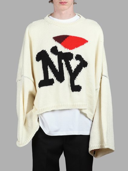 Raf Simons I Heart Ny Oversized Intarsia Wool Sweater In Black | ModeSens