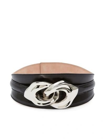Alexander Mcqueen Embellished Leather Waist Belt In Black