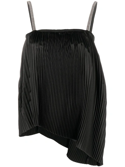 Fabiana Filippi Pleated Metallic-trim Vest Top In Black