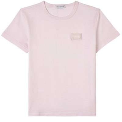 Dolce & Gabbana Kids' Logo T-shirt Power Pastel In Pink