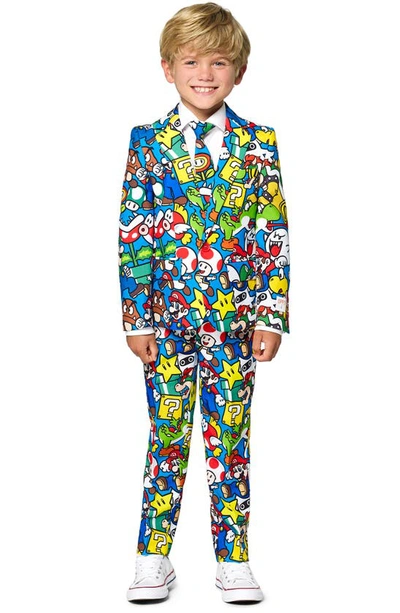 Opposuits Kids' Super Mario Two-piece Suit With Tie In Blue