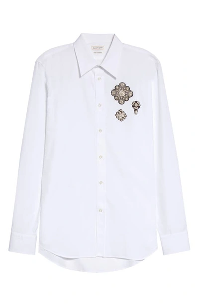 Alexander Mcqueen Button-up Shirt In White/ Metal