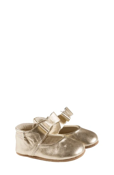 Robeezr Sofia Bow Mary Jane Crib Shoe In Gold