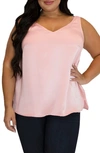 Maree Pour Toi Women's Plus Size Double V Neck Silk Tank In Pink