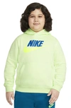 Nike Kids' Sportswear Club Fleece Hooded Sweatshirt In Light Liquid Lime/volt