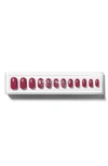 Static Nails Round Pop-on Reusable Manicure Set In French Wine