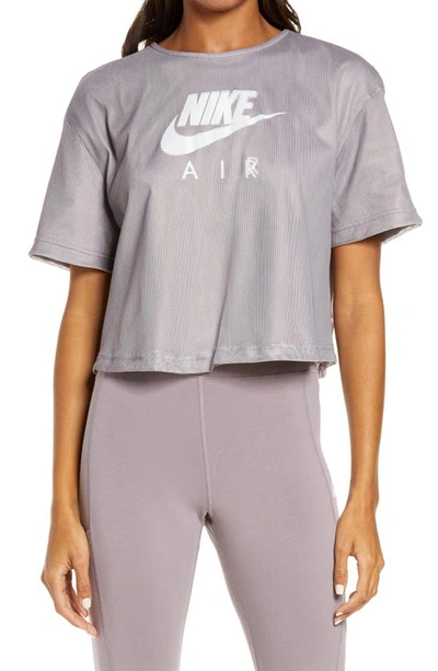 Nike Air Mesh Short Sleeve Top In Purple Smoke/ White
