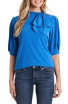 Cece Bow Knit Top In Deep Marine