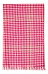 Mulberry Check & Houndstooth Wool Scarf In Fuchsia Latte
