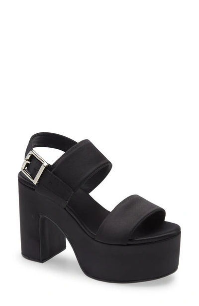Jeffrey Campbell Moody Platform Sandal In Black Satin