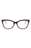 Tiffany & Co 54mm Cat Eye Optical Glasses In Havana/ Transparent Pink