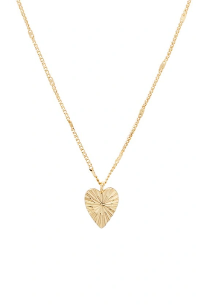 Gorjana Beau Sunburst Heart Pendant Necklace In Gold