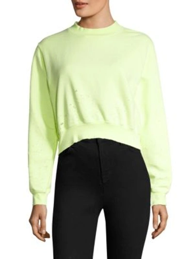 Cotton Citizen Milan Cropped Crewneck Sweatshirt In Yellow Destroyed