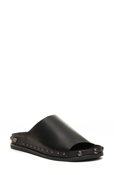 Kelsi Dagger Brooklyn Squish Studded Slide Sandal In Black Leather