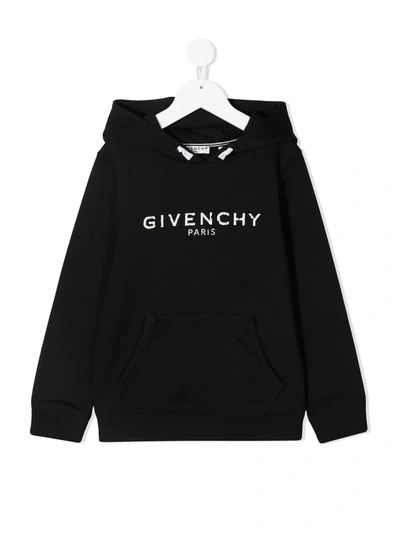 Givenchy Kids' Jersey Hoodiet With Logo Print In Black