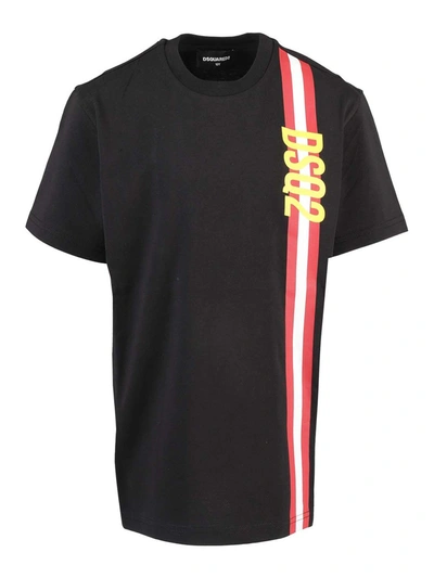 Dsquared2 Kids' Logo Band T-shirt In Black In Nero