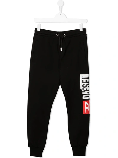 Diesel Teen Logo Drawstring Tracksuit Bottoms In Black