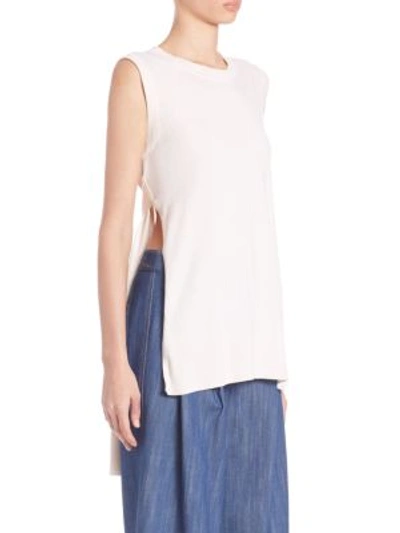 Adam Lippes Solid Roundneck Top In Cream