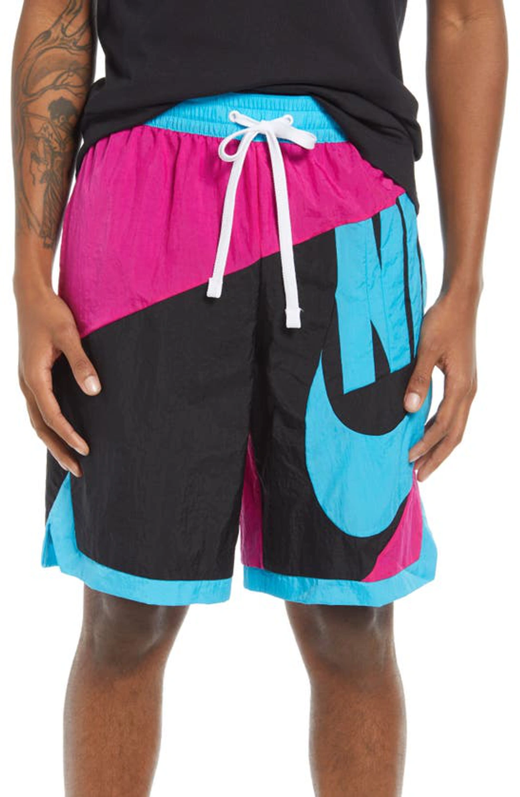 Nike Dri fit Throwback Futura Men s Basketball Shorts In Fireberry black light Blue Fury ModeSens