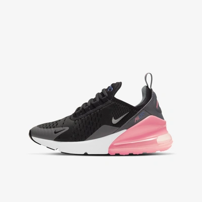 Nike Kids' Big Girls Air Max 270 Casual Sneakers From Finish Line In Black,smoke Grey,sunset Pulse,metallic Silver