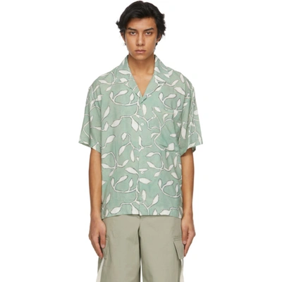 Jacquemus La Chemise Jean Leaf Print Short Sleeve Button-up Shirt In Green,white